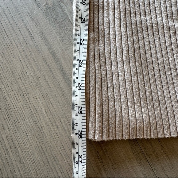 Shein High Waist Flare Leg Khaki Knit Pants Beige Ribbed size S - Picture 10 of 10